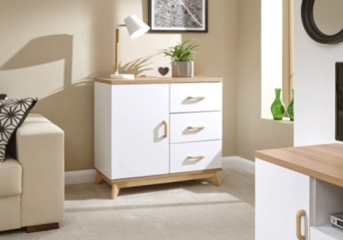 GFW Nordica Small Sideboard in Oak and White