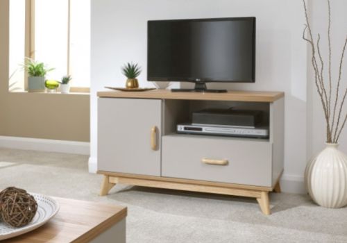 GFW Nordica Small TV Unit in Oak and Grey