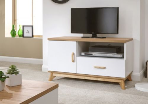 GFW Nordica Small TV Unit in Oak and White