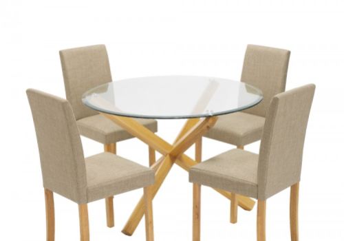 LPD Oporto Medium Size Dining Table Set With 4 Anna Beige Chairs