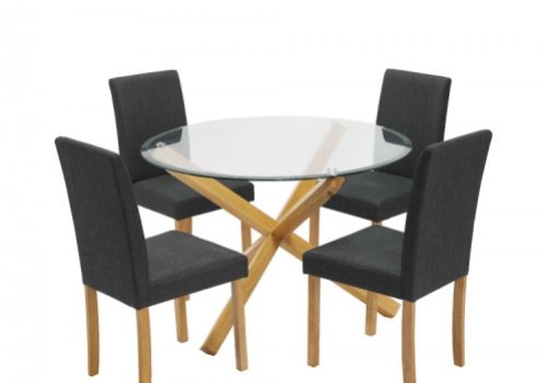 LPD Oporto Medium Size Dining Table Set With 4 Anna Grey Chairs