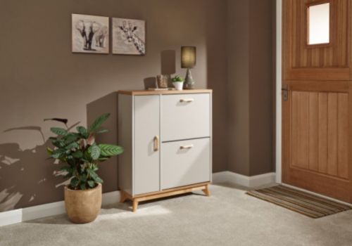 GFW Nordica Shoe and Boot Cabinet in Oak and Grey