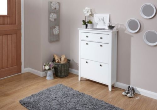 GFW Deluxe Two Tier Shoe Cabinet in White