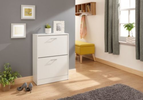 GFW Stirling Two Tier Shoe Cabinet in White