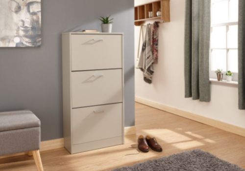 GFW Stirling Three Tier Shoe Cabinet in Grey