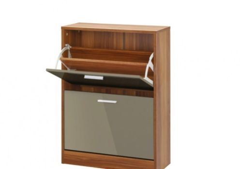 LPD Strand 2 Drawer Shoe Cabinet In Black Gloss