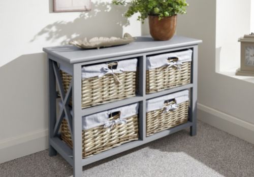 GFW Padstow Low 2 Pus 2 Drawer Chest in Grey