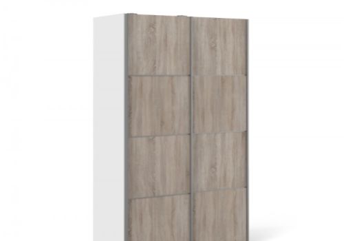 FTG Verona White And Truffle Oak Sliding Door Wardrobe (120cm 2 x Shelf)