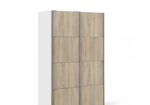 FTG Verona White And Oak Finish Sliding Door Wardrobe (120cm 2 x Shelf)