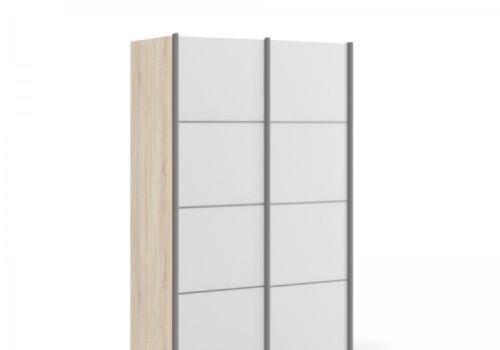 FTG Verona Oak And White Sliding Door Wardrobe (120cm 2 x Shelf)