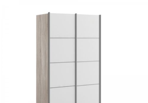 FTG Verona Truffle Oak And White Sliding Door Wardrobe (120cm 2 x Shelf)