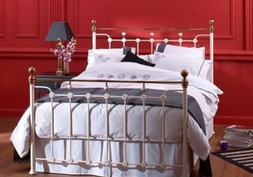 OBC Glenholm 6ft Super Kingsize Glossy Ivory Metal Headboard