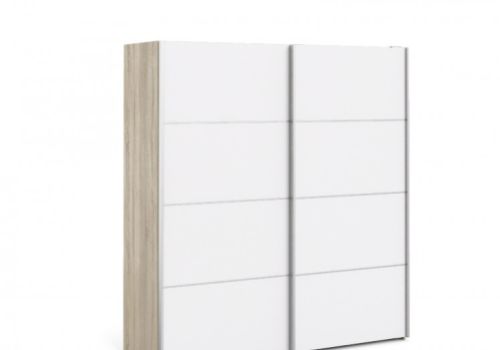 FTG Verona Oak And White Sliding Door Wardrobe (180cm 5 x Shelf)