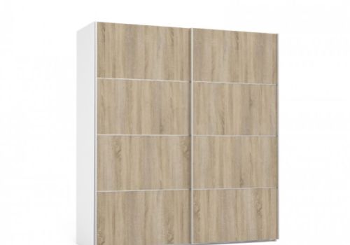 FTG Verona White And Oak Finish Sliding Door Wardrobe (180cm 5 x Shelf)