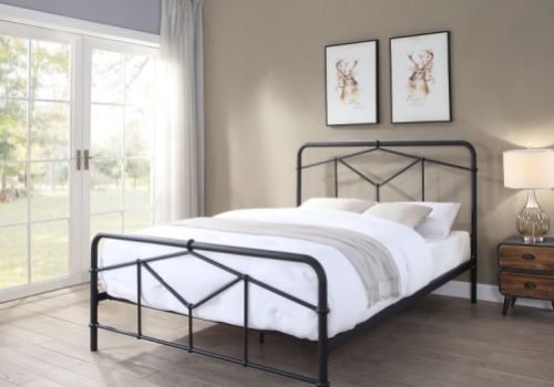 Flintshire Axton 4ft6 Double Black Metal Bed Frame