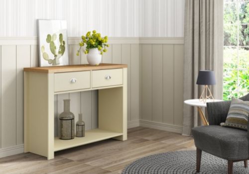 Birlea Winchester 2 Drawer Console Table In Cream And Oak