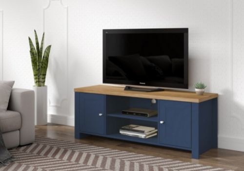 Birlea Winchester Large TV Unit In Navy Blue And Oak