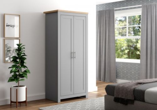 Birlea Winchester 2 Door Wardrobe In Grey And Oak