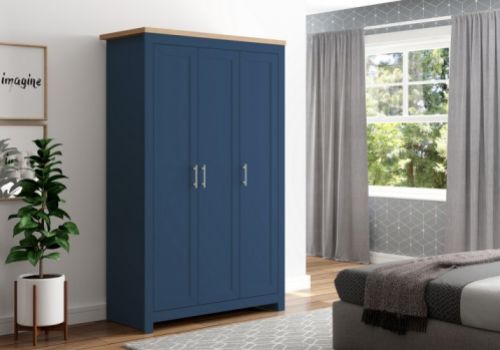 Birlea Winchester 3 Door Wardrobe In Navy Blue And Oak