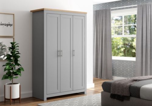 Birlea Winchester 3 Door Wardrobe In Grey And Oak