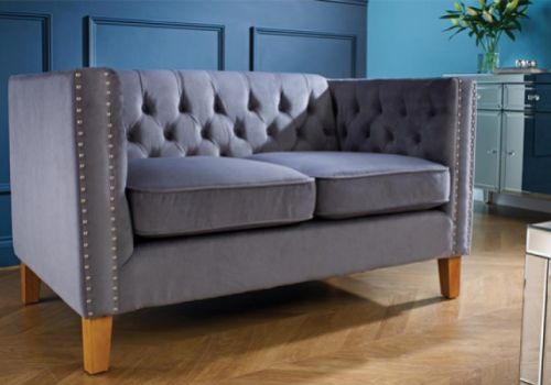 Birlea Florence Medium Size Sofa In Grey Velvet Fabric