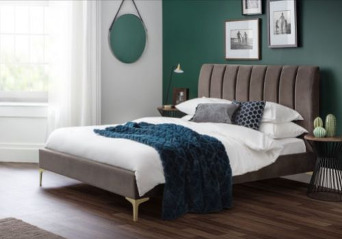Julian Bowen Deco 5ft Kingsize Truffle Velvet Fabric Bed Frame