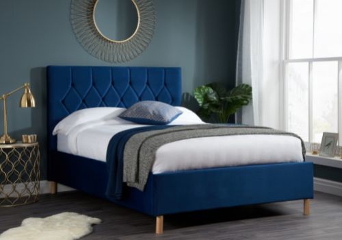 STORE CLEARANCE Birlea Loxley 5ft Kingsize Blue Fabric Bed Frame