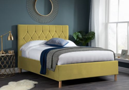 Birlea Loxley 4ft Small Double Mustard Fabric Bed Frame