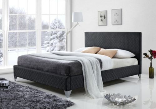 Time Living Brooklyn 5ft Kingsize Dark Grey Fabric Bed Frame