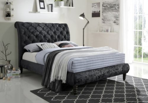 Time Living Venice 4ft6 Double Black Velvet Fabric Bed Frame