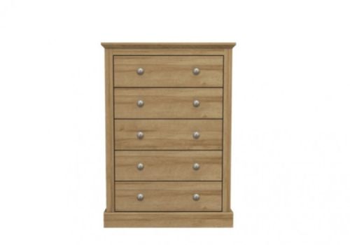 LPD Devon Oak Finish 5 Drawer Chest