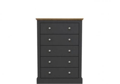 LPD Devon Charcoal Finish 5 Drawer Chest