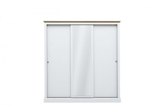 LPD Devon White Finish 3 Door Sliding Wardrobe With Mirror