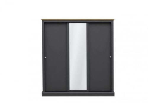 LPD Devon Charcoal Finish 3 Door Sliding Wardrobe With Mirror