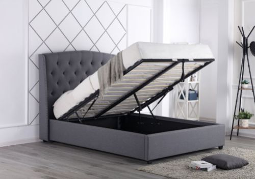 Flair Furnishings Durrani Grey Fabric 4ft6 Double Ottoman Bed