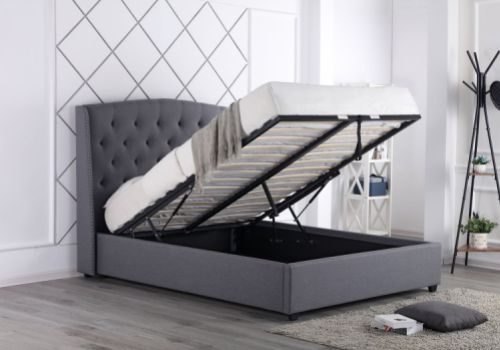 Flair Furnishings Durrani Grey Fabric 5ft Kingsize Ottoman Bed