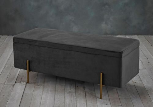 LPD Lola Ottoman Storage Box In Grey