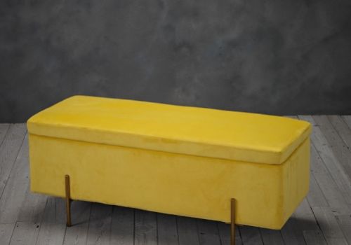 LPD Lola Ottoman Storage Box In Mustard