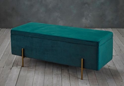 LPD Lola Ottoman Storage Box In Teal