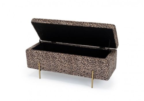 LPD Lola Leopard Print Ottoman Storage Box