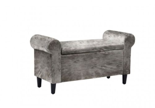 LPD Highgrove Ottoman Storage Box In Crushed Silver Velvet