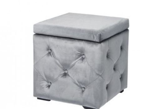 LPD Valentina Storage Stool In Silver Fabric