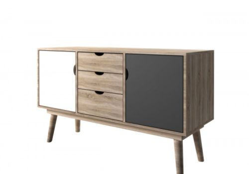 LPD Scandi Sideboard White Grey And Oak Finish