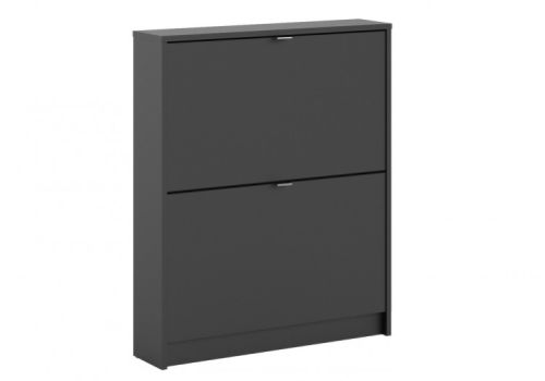 FTG Shoes 2 Tier 1 Layer Shoe Cabinet In Matt Black