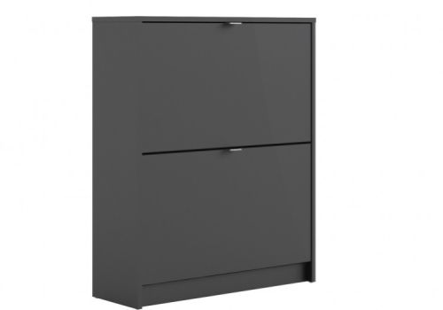 FTG Shoes 2 Tier 2 Layer Shoe Cabinet In Matt Black