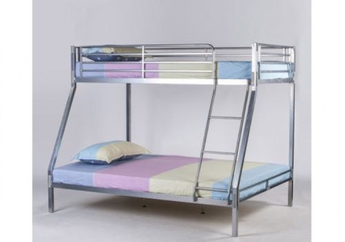 Metal Beds Silver Metal No Bolt Triple Sleeper Bunk Bed