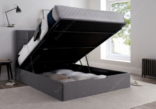 Kaydian Whitburn 4ft6 Double Mid Grey Fabric Ottoman Storage Bed