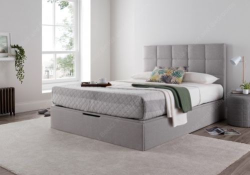 Kaydian Whitburn 4ft6 Double Light Grey Fabric Ottoman Storage Bed