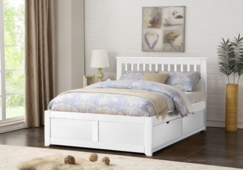 Flintshire Pentre 5ft Kingsize White Finish Bed With Drawers