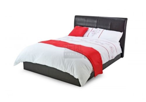Metal Beds Texas 6ft (180cm) Super Kingsize Black Faux Leather Bed Frame
